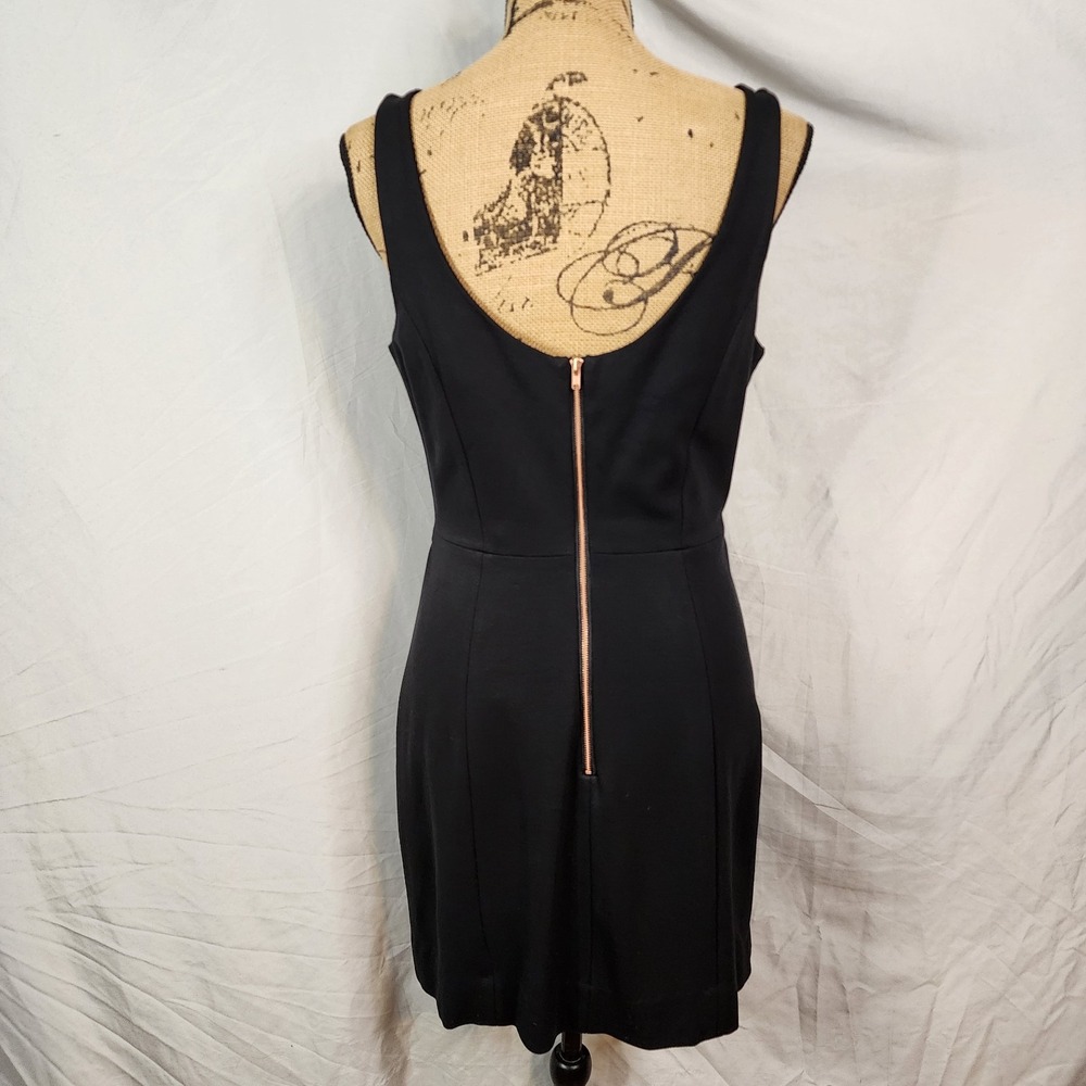 MILLY Size Large LBD Ruched Tucked Rose Gold Exposed Zipper Mini Cocktail Dress - Picture 3 of 10